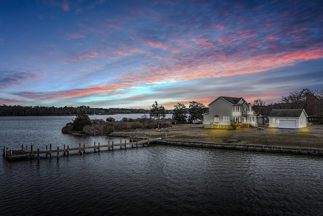 water view with a boat dock