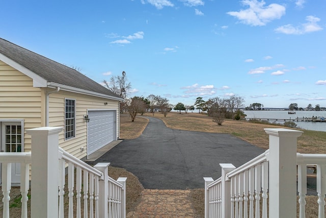 exterior space featuring a water view