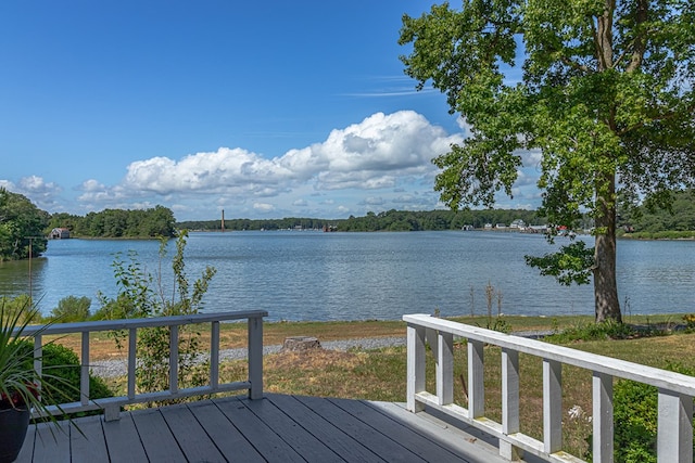 deck with a water view