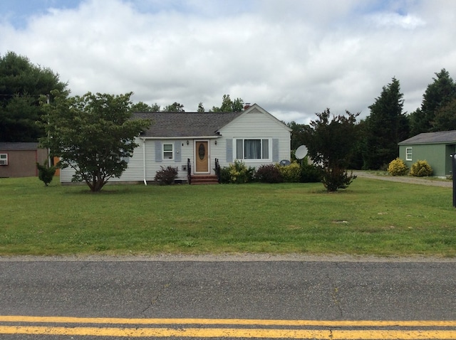 421 Totuskey Church Rd, Warsaw, VA 22572 - single story home with a front lawn and a shingled roof