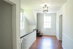 525 Main St, Mathews, VA 23109 - interior space featuring a chandelier and dark wood-style floors