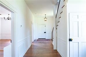 525 Main St, Mathews, VA 23109 - hall featuring dark wood-style flooring