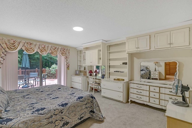10114 New Hope Ct, Gloucester, VA 23061 - bedroom with access to outside, light carpet, a textured ceiling, and recessed lighting