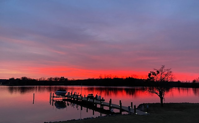 property view of water with a boat dock