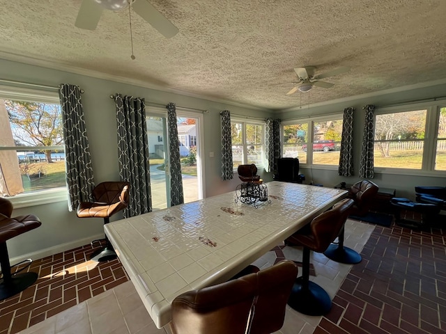 sunroom / solarium with ceiling fan and a wealth of natural light