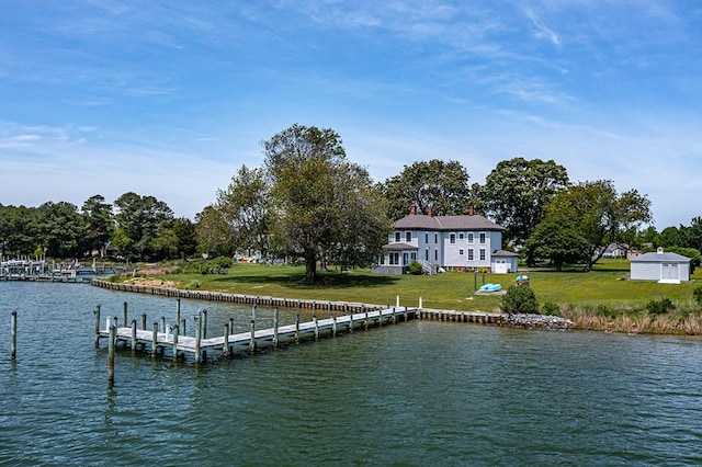 118 Harvey Ln, Heathsville, VA 22473 - dock featuring a water view and a lawn