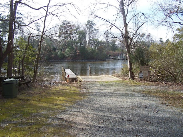 view of dock featuring a water view