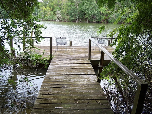 view of dock featuring a water view