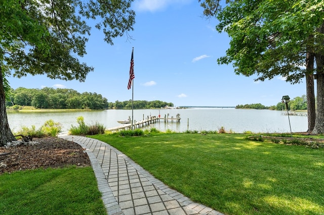 873 Deep Creek Rd, Lancaster, VA 22503 - view of grassy yard featuring a water view and a dock