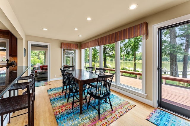 873 Deep Creek Rd, Lancaster, VA 22503 - dining area with recessed lighting, baseboards, and light wood-style floors