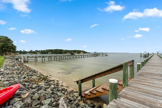 view of dock featuring a water view