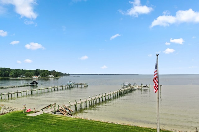 dock area with a water view