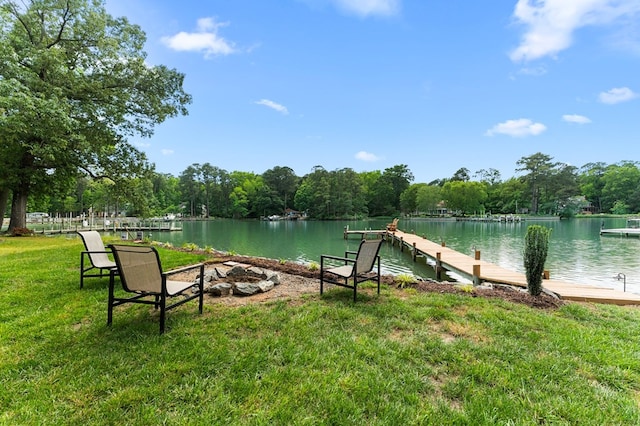 844 Monarch Shores Rd, Kilmarnock, VA 22482 - dock area featuring a lawn and a water view