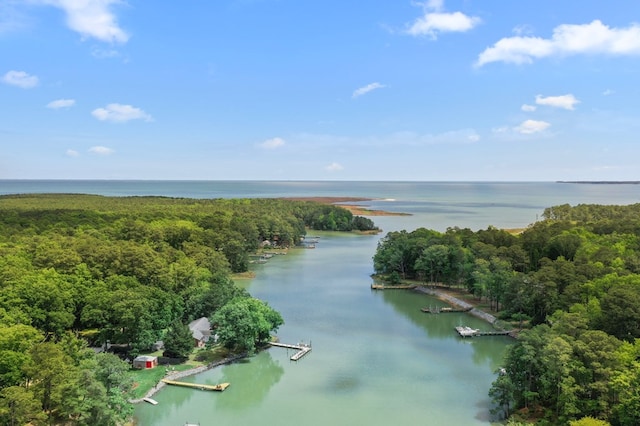 844 Monarch Shores Rd, Kilmarnock, VA 22482 - aerial view of a nearby body of water and a heavily wooded area