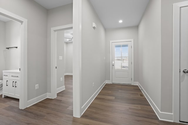 entryway featuring dark hardwood / wood-style floors