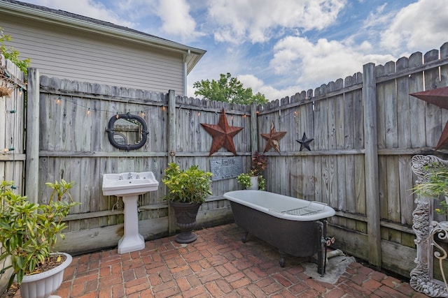 view of patio / terrace with sink