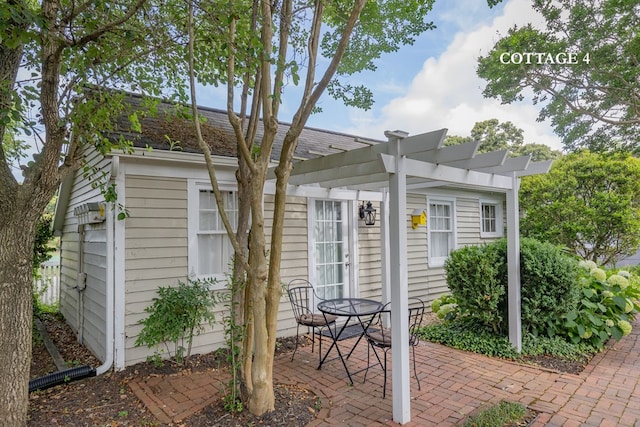 exterior space featuring a pergola