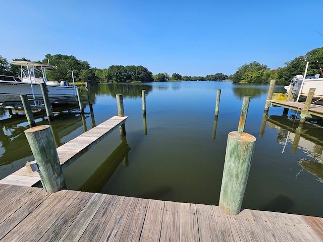 view of dock featuring a water view