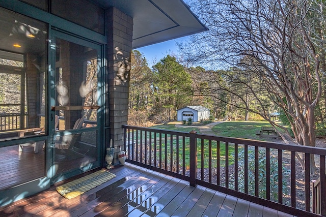 783 King Carter Dr, Irvington, VA 22480 - wooden terrace with a storage shed