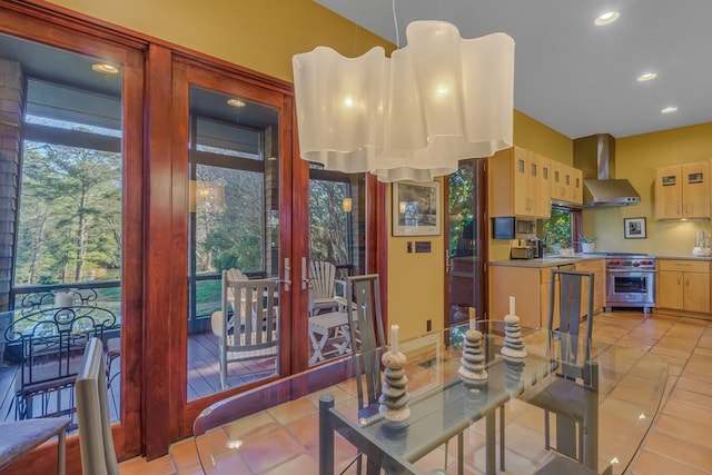 783 King Carter Dr, Irvington, VA 22480 - dining area featuring light tile patterned flooring and french doors