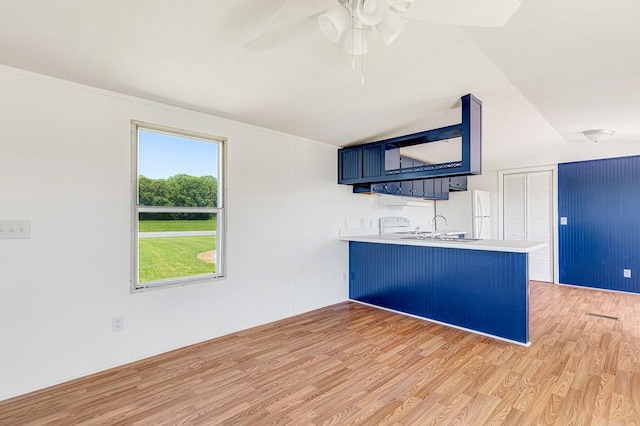 640 Ridge Rd, Callao, VA 22435 - unfurnished living room with light wood-style floors, vaulted ceiling, and ceiling fan