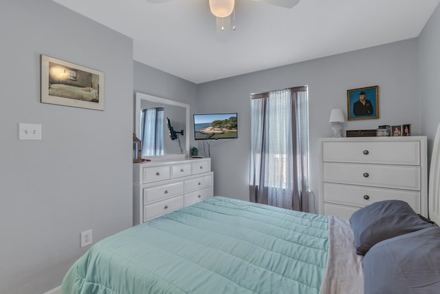 bedroom featuring ceiling fan