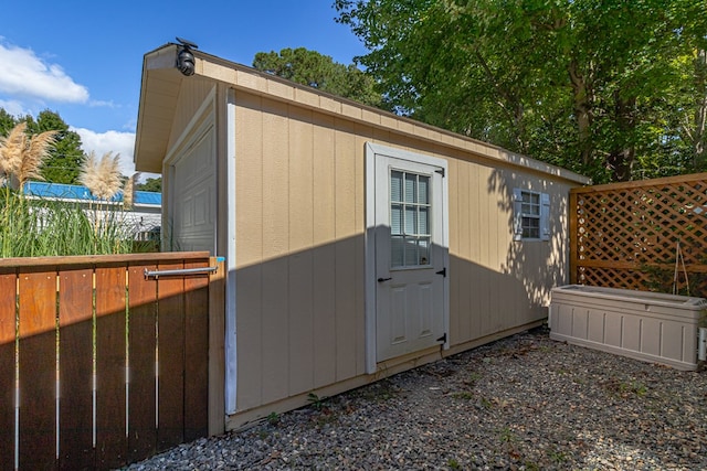 view of outbuilding featuring a garage