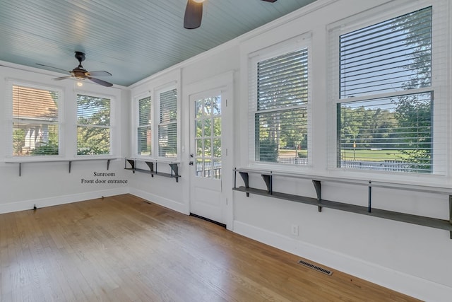 unfurnished sunroom featuring a healthy amount of sunlight