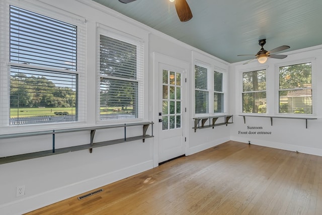 view of unfurnished sunroom