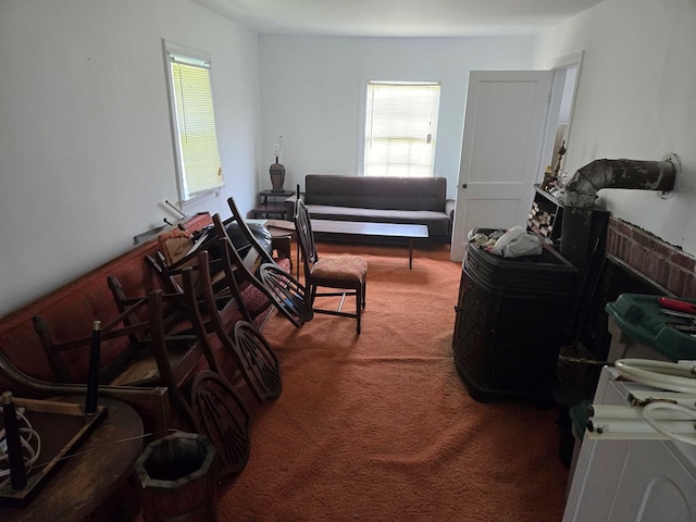 living room with carpet floors