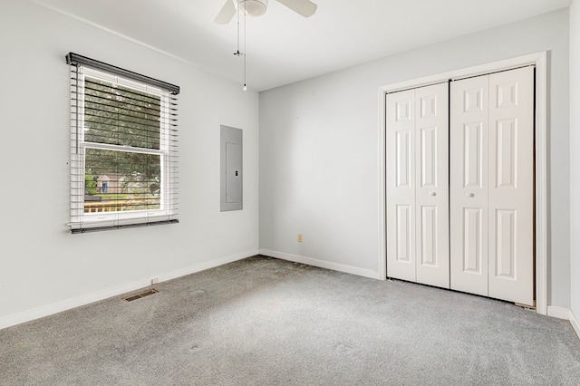 725 Cralle Ave, Tappahannock, VA 22560 - unfurnished bedroom with electric panel, carpet flooring, and multiple windows