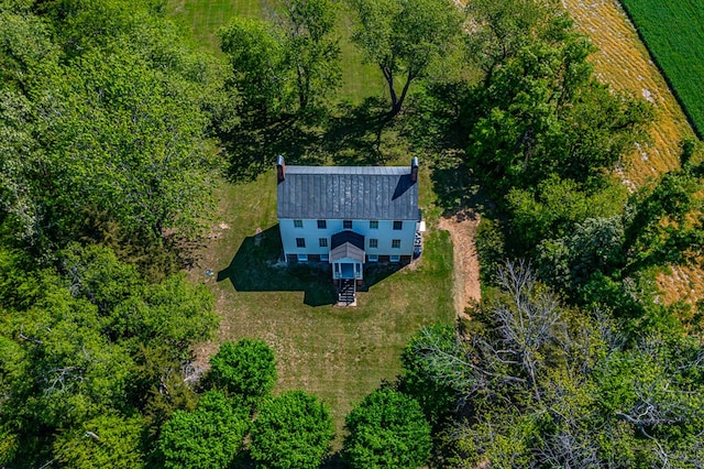 birds eye view of property featuring a rural view