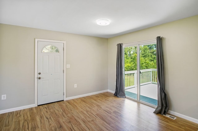 interior space with light hardwood / wood-style flooring