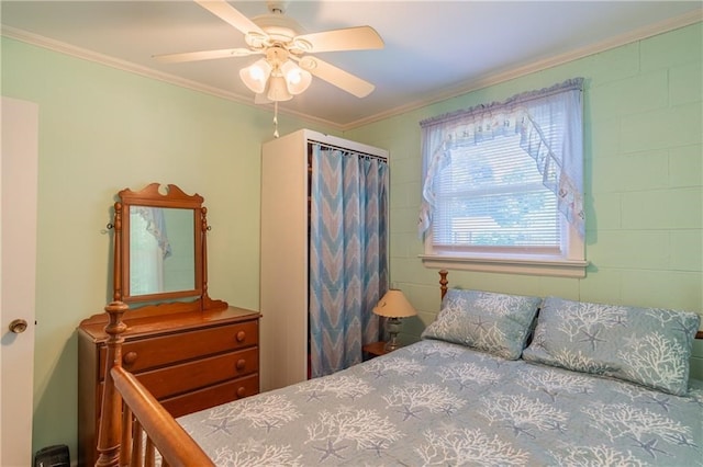 430 Pine Tree Rd, Center Cross, VA 22437 - bedroom with ornamental molding and ceiling fan
