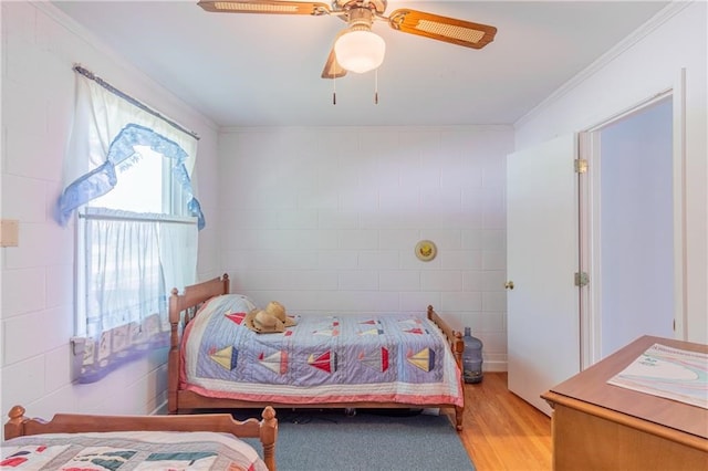430 Pine Tree Rd, Center Cross, VA 22437 - bedroom with ornamental molding, wood finished floors, and a ceiling fan