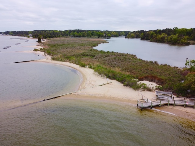 property view of water with a dock