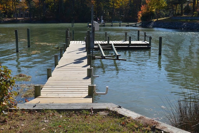 dock area featuring a water view