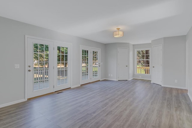 unfurnished room featuring plenty of natural light and light wood-type flooring