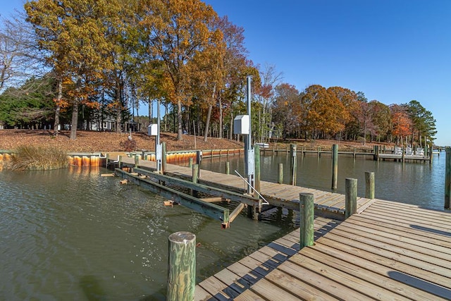 view of dock featuring a water view