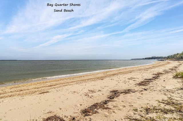 view of water feature featuring a beach view