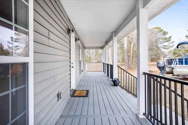 deck with covered porch