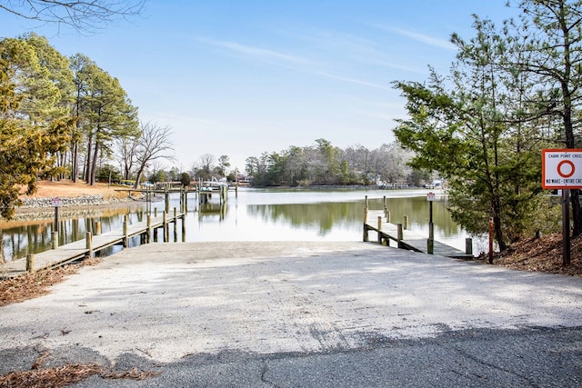 view of dock featuring a water view