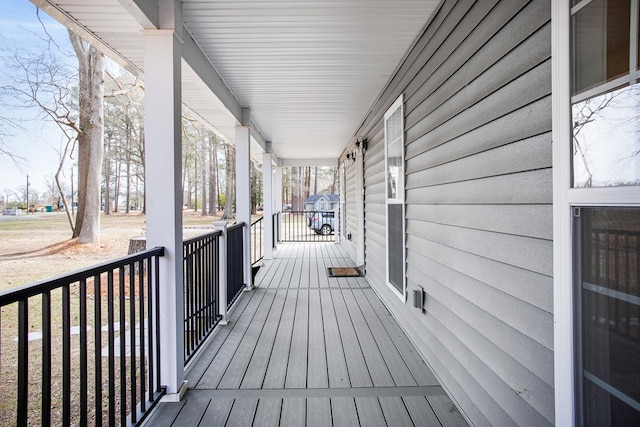 wooden deck with covered porch