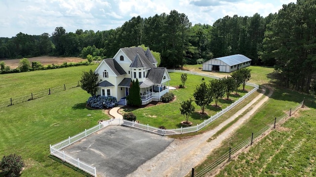 aerial view featuring a rural view