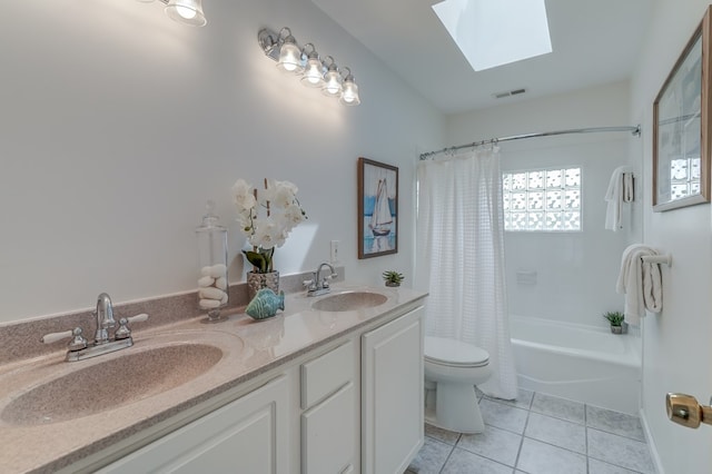 284 Palmer Dr, Lottsburg, VA 22511 - full bath with tile patterned floors, visible vents, a skylight, and a sink