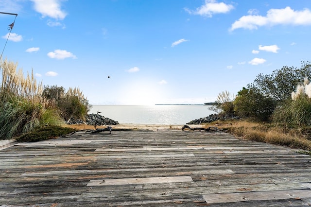 view of dock featuring a water view