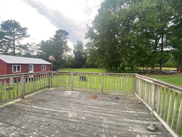 3097 Oakland Rd, Farnham, VA 22460 - deck featuring view of wooded area and a lawn