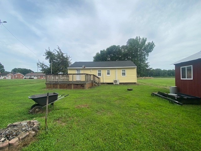 3097 Oakland Rd, Farnham, VA 22460 - back of house with a wooden deck and a lawn