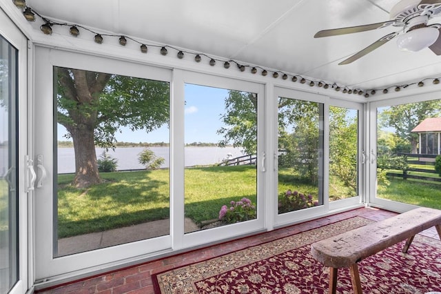 1743 Bushfield Rd, Montross, VA 22520 - sunroom with a water view and ceiling fan