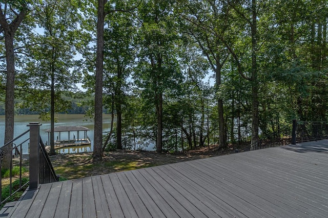 858 Harmony Hills Cir, Heathsville, VA 22473 - deck featuring a water view, a dock, and boat lift